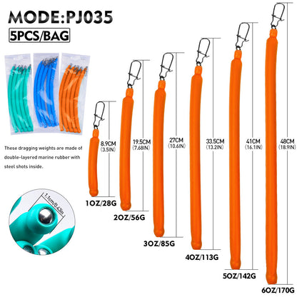 PROBEROS Dragging Rubber Lead Weight Sinker 5PCS