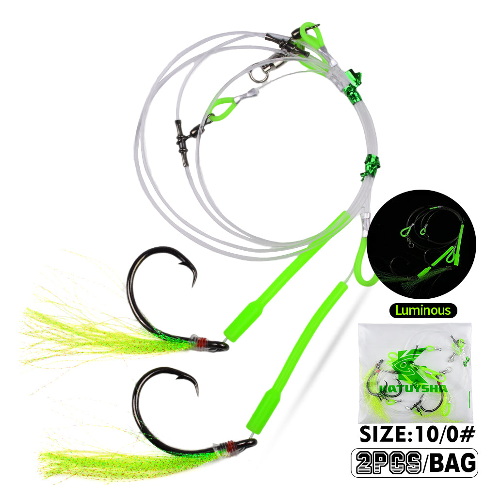 PROBEROS PJ036 Jigging Hook Rig   High Carbon Steel Wire Leader Assist Hook with Flash Skirt Saltwater Fishing