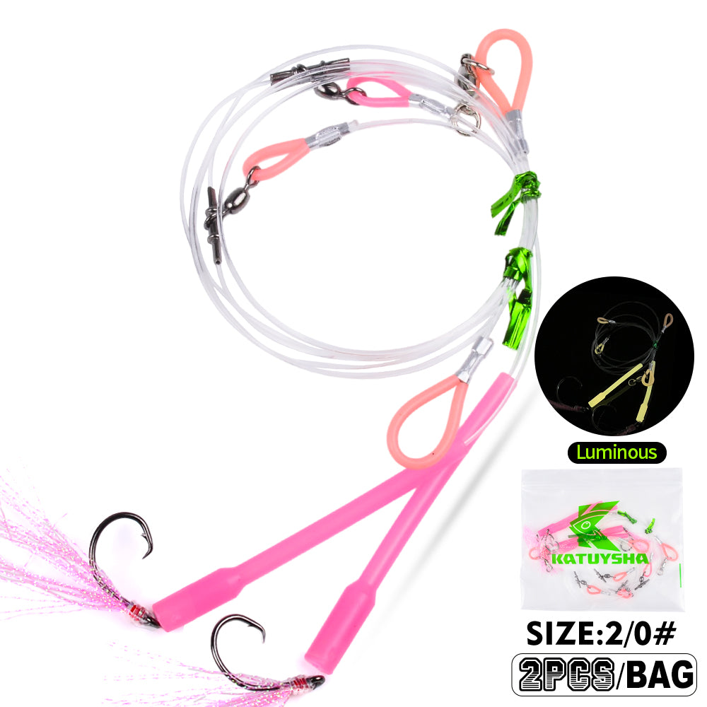 PROBEROS PJ036 Jigging Hook Rig   High Carbon Steel Wire Leader Assist Hook with Flash Skirt Saltwater Fishing