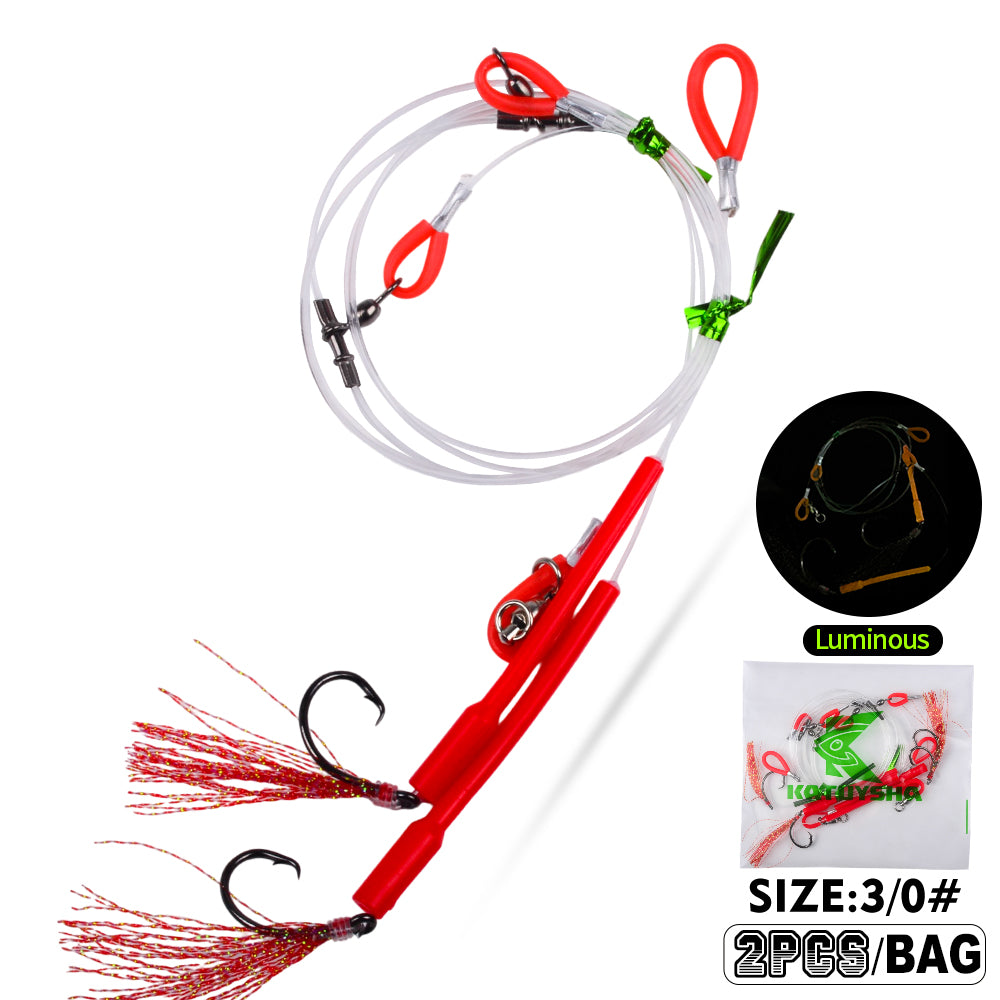 PROBEROS PJ036 Jigging Hook Rig   High Carbon Steel Wire Leader Assist Hook with Flash Skirt Saltwater Fishing