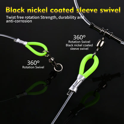 PROBEROS PJ036 Jigging Hook Rig   High Carbon Steel  ( 2 rigs)Wire Leader Assist Hook with Flash Skirt Saltwater Fishing