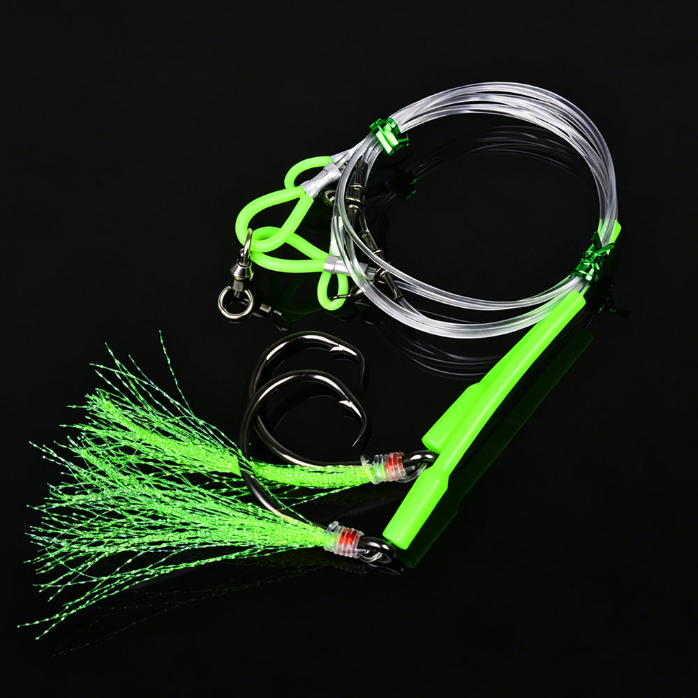 PROBEROS PJ036 Jigging Hook Rig   High Carbon Steel Wire Leader Assist Hook with Flash Skirt Saltwater Fishing