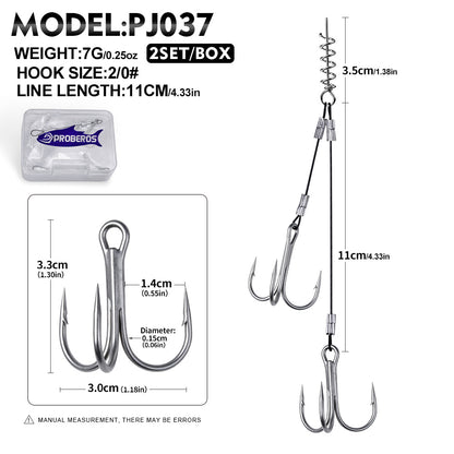 PROBEROS PJ037 Double Treble Stinger Rig 2 Sets