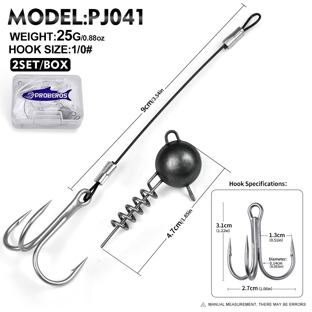 PROBEROS PJ041 Treble Hook Set Spring Sinker Lure Rig 2Sets