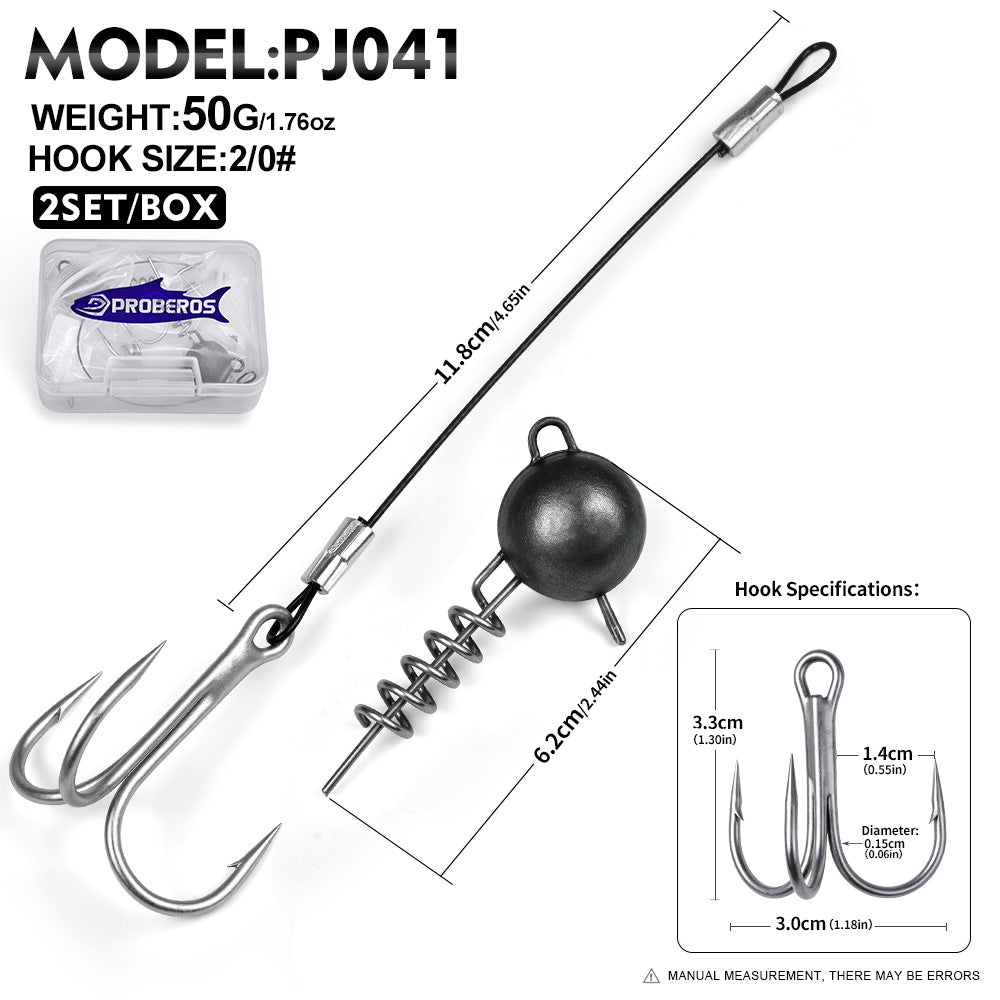 PROBEROS PJ041 Treble Hook Set Spring Sinker Lure Rig 2Sets