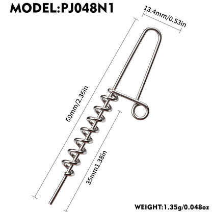 PROBEROS PJ048 Stainless Steel Spring Lock Pins for Soft Baits 50PCS