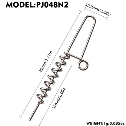 PROBEROS PJ048 Stainless Steel Spring Lock Pins for Soft Baits 50PCS