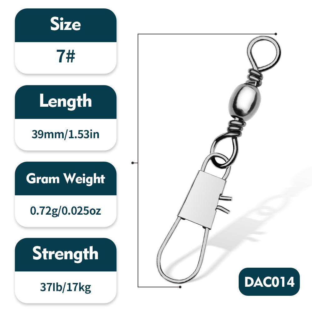 PROBEROS DAC014 Type B Snap Swivel Size 7# Stainless Steel Lure Connector