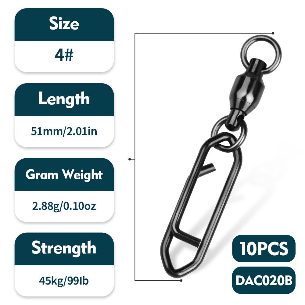 PROBEROS DAC020 Bearing Swivel with Pointed Snap Size 4# Black