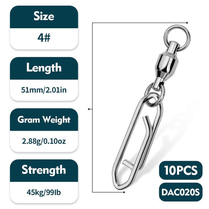 PROBEROS DAC020 Bearing Swivel with Pointed Snap Size 4# Silver