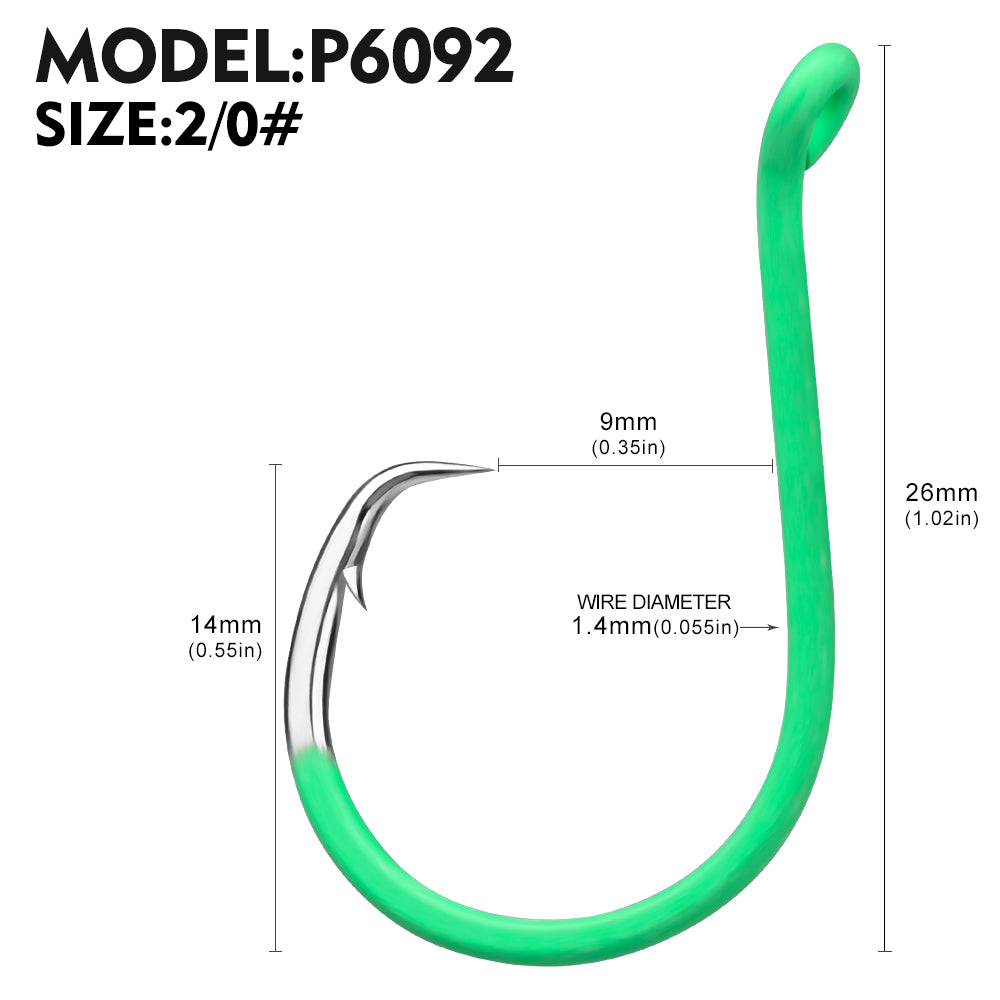 PROBEROS P6092 Saltwater Circle Fishing Hook Size 2/0# 20Pcs Pack