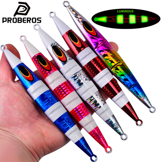 PROBEROS Lead Slow Jigging Lure 3D Giant Eye Holographic Laser Coating Saltwater Fishing Bait 30g-250g (1PC Pack)