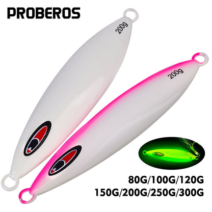 PROBEROS 5 件抛投夜光慢速夹具 80 克 100 克 150 克 200 克 300 克鱼饵跳汰饵金属海水人造硬饵渔具