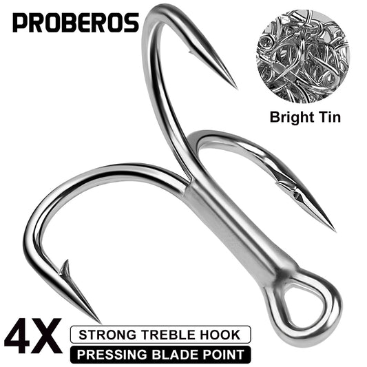 PROBEROS Lure 3 Ben Hook 4X Reinforced Anchor Hook 4X Reinforced Tin Color Anti-rust 3 Claw Hook Long Throw Fake Bait Fish Hook 50pcs