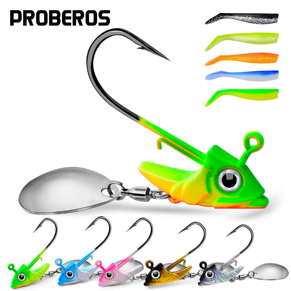 PROBEROS® 5PC Metal Spoons 7g 10g 15g Jigs Fishhook Fishing Lures Sinking Sequin Jigging Bait Jig Head Baits Baits Tackle Fishing Hook - Proberos
