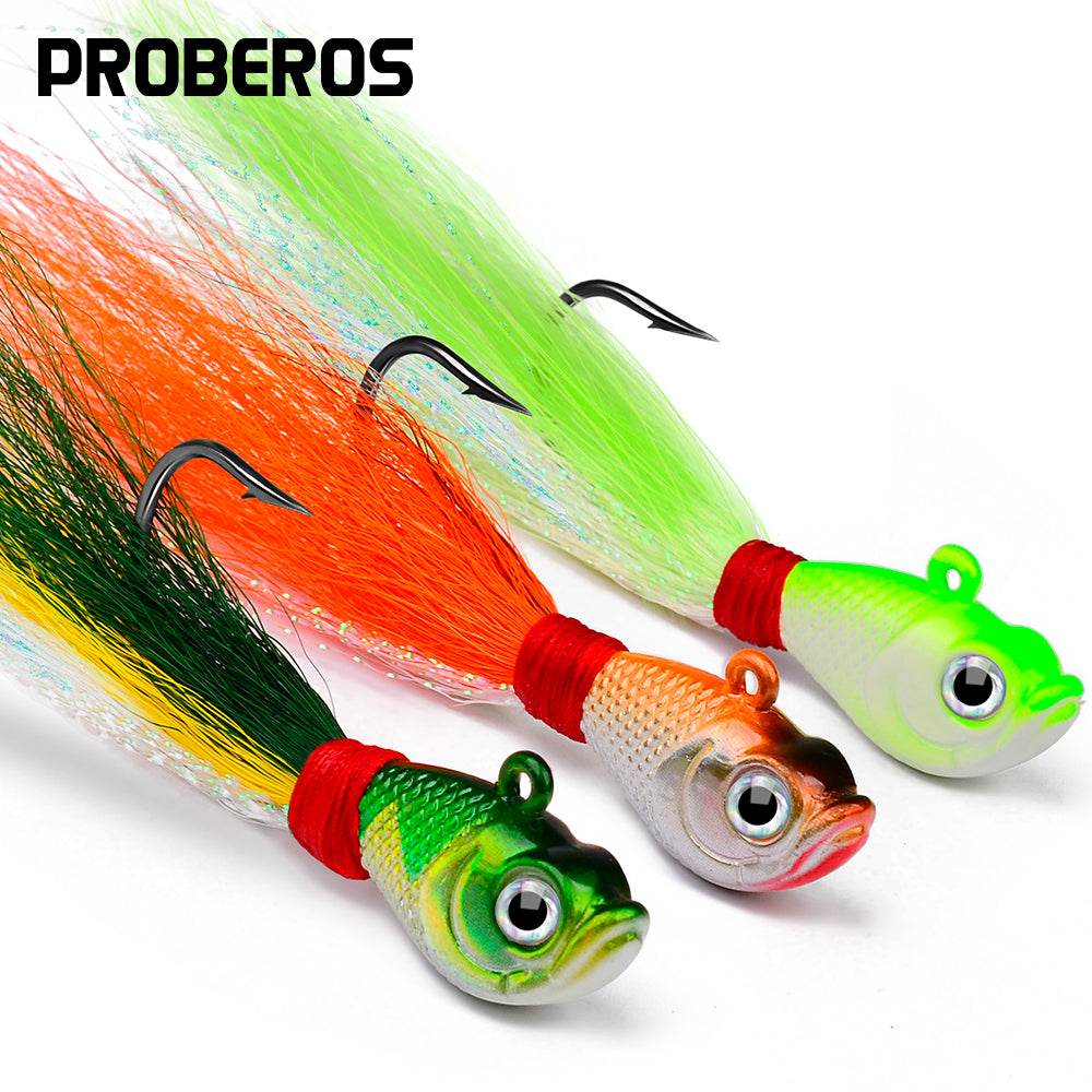 PROBEROS® Lure Small Lead Fish Long-cast Submerged Small Iron Plate VIB with Feather Hook Tied Hair Hook Metal Hard Bait Fake Bait 10pcs - Proberos