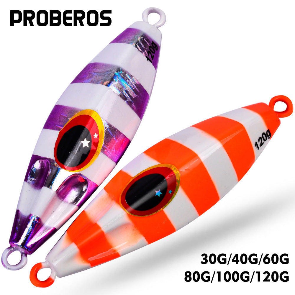 PROBEROS 5PCS Slow Sinking Jigging Fishing Lures - Saltwater Metal Spoon Baits, Assorted Colors, Artificial Hard Bait Tackle for Casting, Casting Jigs | Reflective Fishing Lures | Durable Fishing Tackle, Fishing Bait