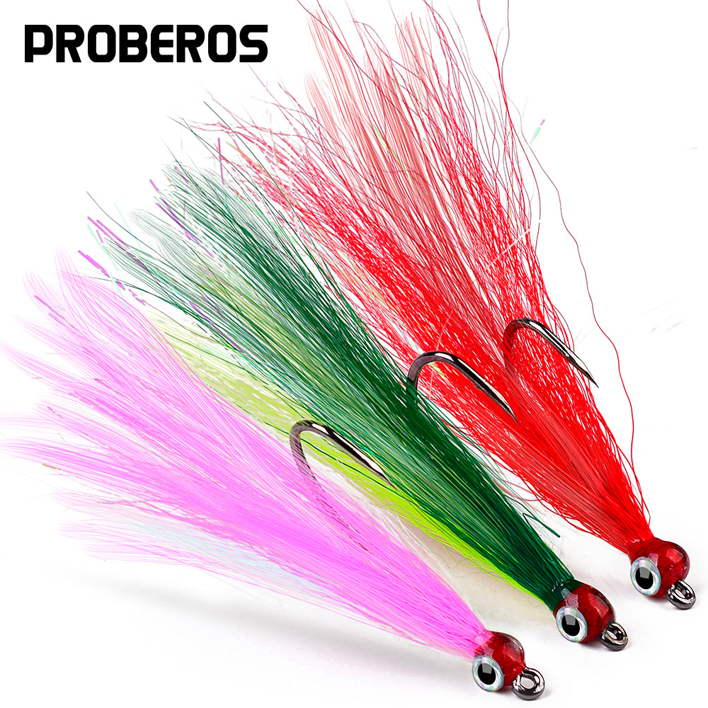 PROBEROS 5pcs/bag High Carbon Steel Feather Bionic Lure Hook pesca Fishing Gear Barbed Single Hook Outdoor Fishing Accessories