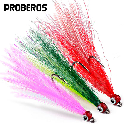 PROBEROS 5pcs/bag High Carbon Steel Feather Bionic Lure Hook pesca Fishing Gear Barbed Single Hook Outdoor Fishing Accessories