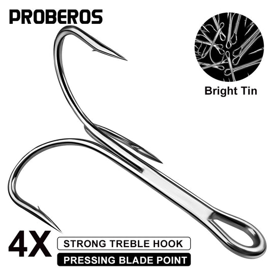 PROBEROS 50pcs Super Large shark Trigeminal Hook - 4X Strong Tuna Bait Extra Big Fishing Hook Anchor hook,Size 6/0-10/0# Outdoor