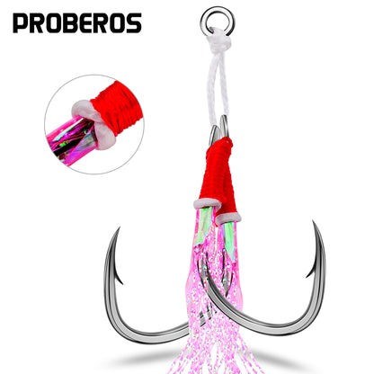 PROBEROS 20pcs New Style Tied With Bright Wire Iron Plate Double Hook Black High Carbon Steel Main Line Fish Hook Wholesale