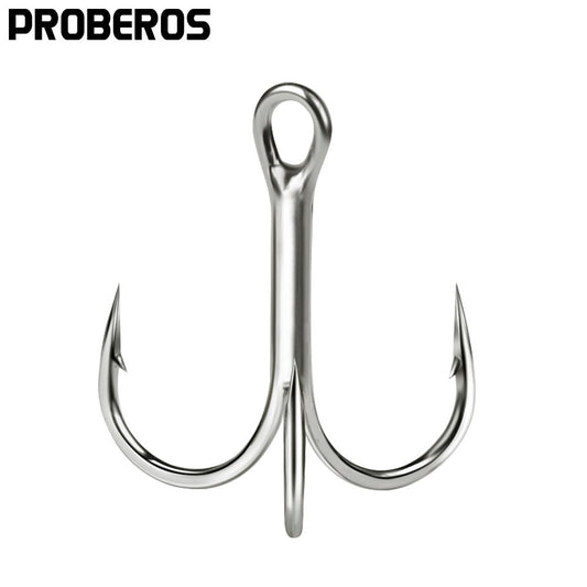 PROBEROS Bright Tin Triple Hook with Barbed Anchor Hook Double Reinforced Bulk Lure Hook Hook 50pcs
