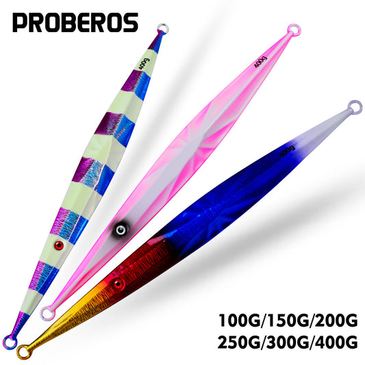 PROBEROS 5 件 100 克-400 克夜光效果金属慢速跳汰饵快速下沉铁板钓鱼硬饵拖钓渔具