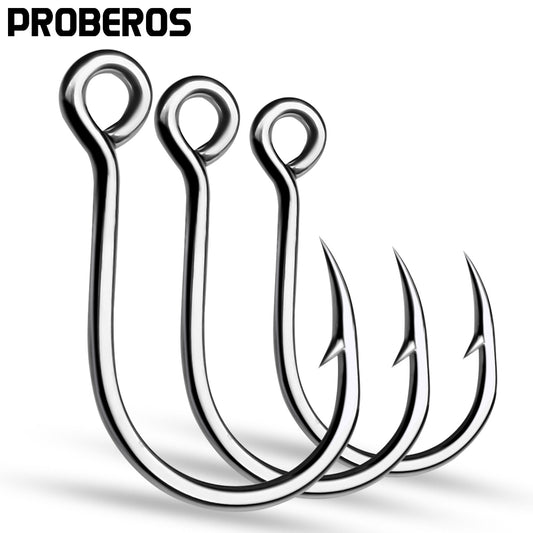 PROBEROS 20 pieces/bag, 5 bags with 100 pieces sold at onceSingle Fishing Hooks 6-4-2-1-1/0-2/0-3/0 Big Eye Fishhooks High Carbon Steel Barbed Sharp Hooks for Lure Pesca