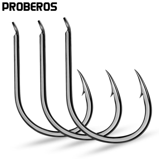 PROBEROS 500PCS Saltwater Fishing Hook Black Color High-Carbon Steel Iseama With Ring hook High Strength 1#-15# Single Hooks