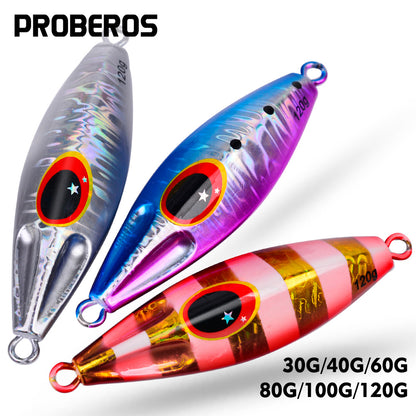 PROBEROS 5PCS Slow Sinking Jigging Fishing Lures - Saltwater Metal Spoon Baits, Assorted Colors, Artificial Hard Bait Tackle for Casting, Casting Jigs | Reflective Fishing Lures | Durable Fishing Tackle, Fishing Bait