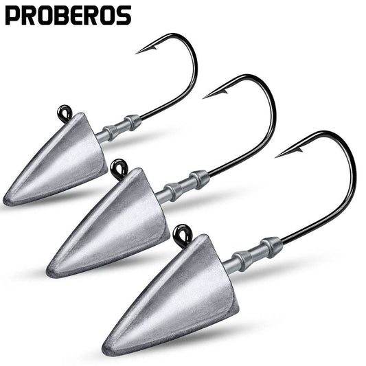 PROBEROS® Lure Lead Head Hook Anti-hanging bottom primary color fish head lead head hook 7-35g soft worm hook with barbed root fishing hook facing the sky hook 20pcs - Proberos