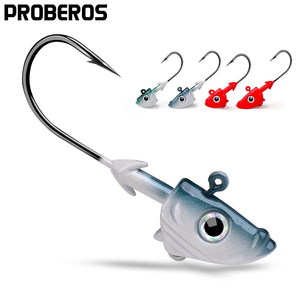 PROBEROS® Lure Head Hook Fish Head Lead Head Hook Weighted Soft Bait Anti-Bottom Fish Lure Fishing Gear Accessories 20pcs - Proberos