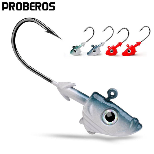 PROBEROS® Lure Head Hook Fish Head Lead Head Hook Weighted Soft Bait Anti-Bottom Fish Lure Fishing Gear Accessories 20pcs - Proberos