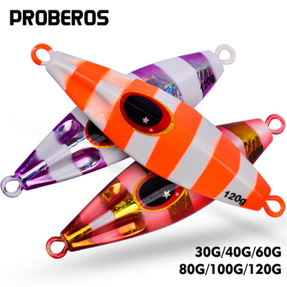 PROBEROS 5PCS Slow Sinking Jigging Fishing Lures - Saltwater Metal Spoon Baits, Assorted Colors, Artificial Hard Bait Tackle for Casting, Casting Jigs | Reflective Fishing Lures | Durable Fishing Tackle, Fishing Bait