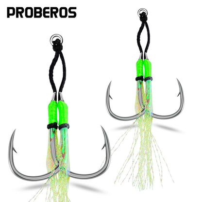 PROBEROS 20Pcs New Style Tied With Bright Wire Iron Plate Double Hook Black High Carbon Steel Main Line Fish Hook Wholesale