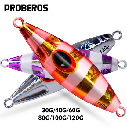 PROBEROS 5PCS Slow Sinking Jigging Fishing Lures - Saltwater Metal Spoon Baits, Assorted Colors, Artificial Hard Bait Tackle for Casting, Casting Jigs | Reflective Fishing Lures | Durable Fishing Tackle, Fishing Bait