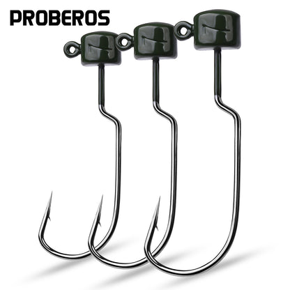 PROBEROS®  Ned Lead Head Hook Soft Worm Hook Micro Matter Lead Head Hook Lure False Bait Wild Fishing Warp Mouth Bass Reinforced Sharpness Anti-Hook 50pcs