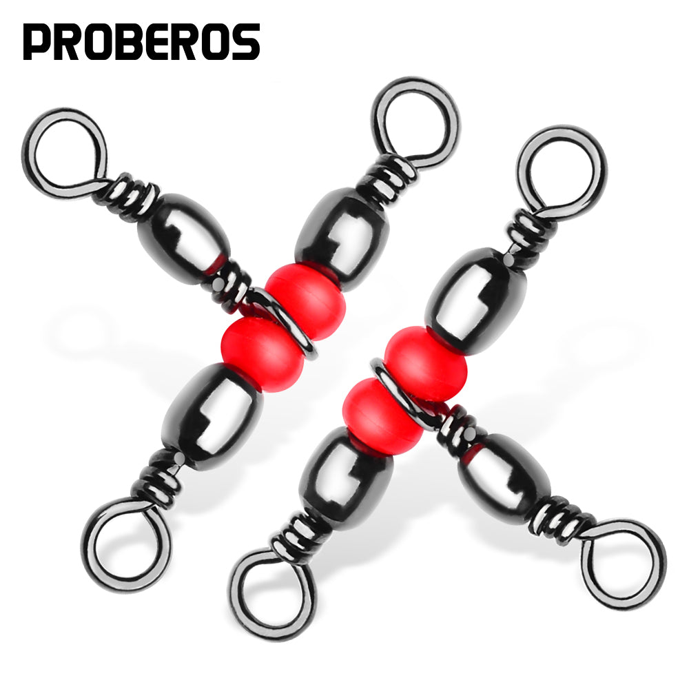PROBEROS Red Bead Three-Pronged Swivel Sea Fishing Connector Japanese New Three-Pronged Swivel Bifurcator 8-Ring Outdoor Fishing Supplies 200pcs