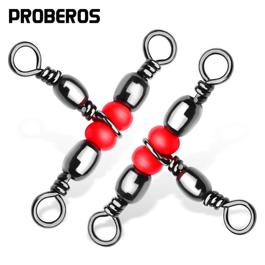 PROBEROS Red Bead Three-Pronged Swivel Sea Fishing Connector Japanese New Three-Pronged Swivel Bifurcator 8-Ring Outdoor Fishing Supplies 200pcs