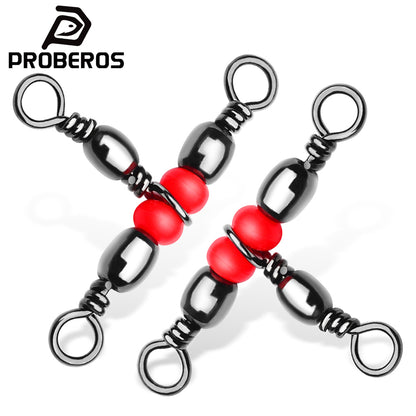 PROBEROS DAC017 Red Bead Three-Way Fishing Swivel 1#-7# 20Pcs