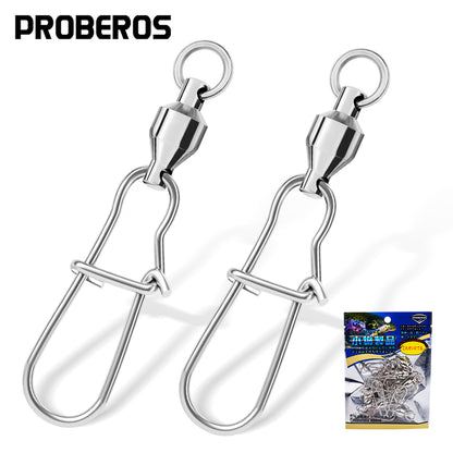 PROBEROS high-speed figure-of-eight swivel Bearing swivel stainless steel reinforced pin connector Fishing supplies accessories 50pcs