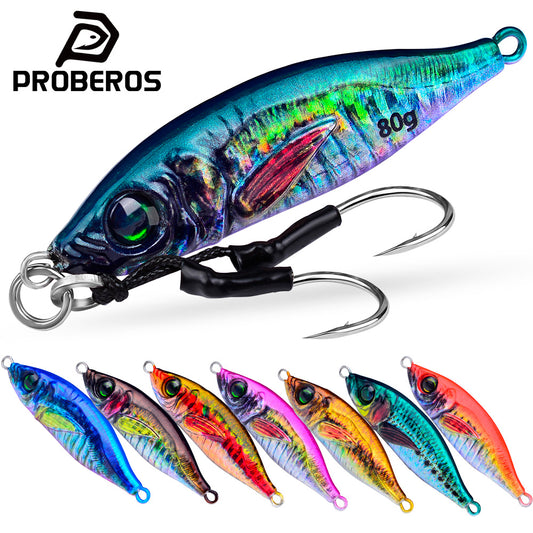 PROBEROS 5pcs Leuchtende Jigging Köder 30-40-60-80g Metall Jigs Angeln Köder Meer Fischen Jig Löffel Trolling Wobbler Hard Isca Pesca