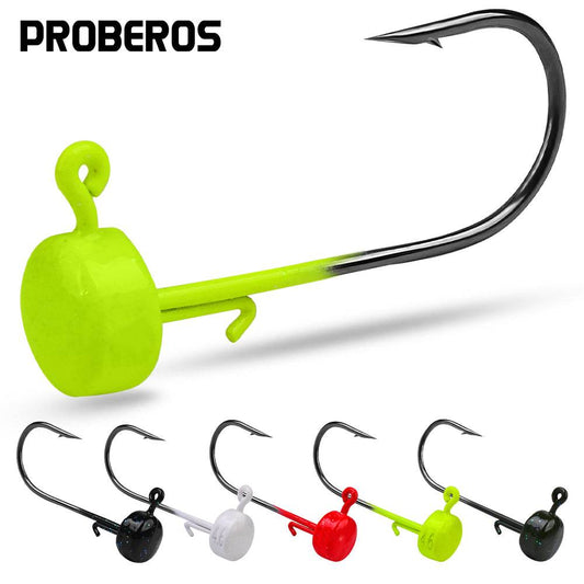 PROBEROS® Ned Hook Lead Head Hook Lure Soft Worm Hook Reinforced Sharp Wild Fishing Bass Mandarin Fish Anti-Debait Lure Hook 50pcs - Proberos