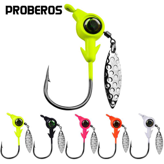 PROBEROS® Big Eye Lead Head Hook Color Lead Head Hook with Rotating Sequins Lure Hook Fishing Supplies 50pcs - Proberos