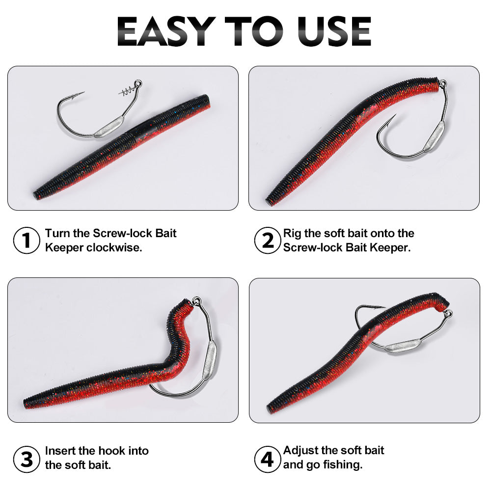 PROBEROS Weighted Swimbait Jig Hooks QBG001, 6/0#-10/0# Offset Weedless Hooks with Spring Twist Lock