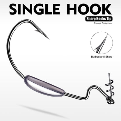 PROBEROS QBG38105 Weighted Offset Hook with Spring Lock Pin 25PC