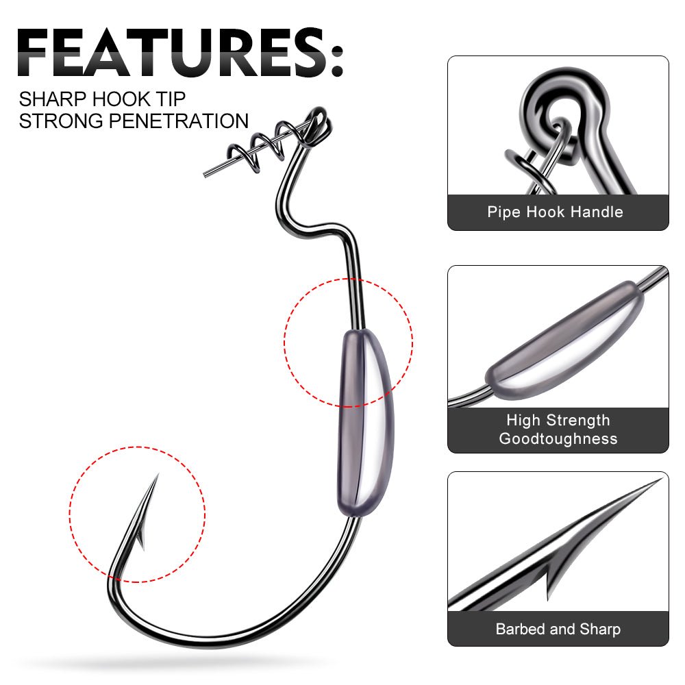 PROBEROS QBG38105 Weighted Offset Hook with Spring Lock Pin 25PC