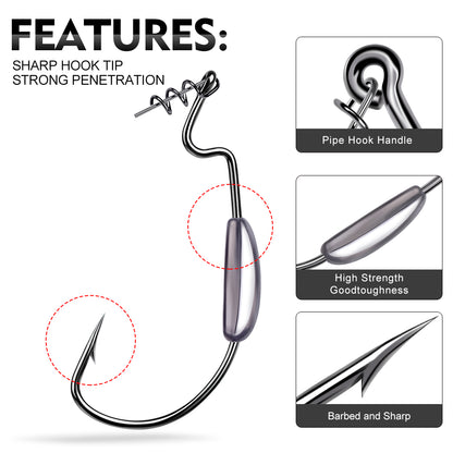 PROBEROS QBG38105 Weighted Offset Hook with Spring Lock Pin 25PC