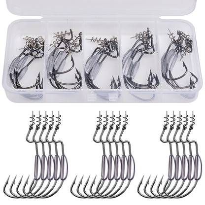 PROBEROS QBG38105 Weighted Offset Hook with Spring Lock Pin 25PC