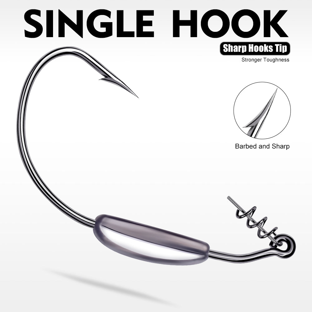 PROBEROS QBG91768 Weighted Offset Hooks with Spring Bait Lock